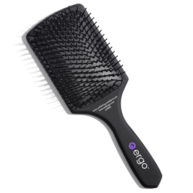 Ergo Ionic Paddle Hair Brush – Large Polishing Brush for Long-Lasting Shine, Detangling Brush for Wet & Dry Hair Care, Hair Styling Tool for Blow Drying (ER1000)