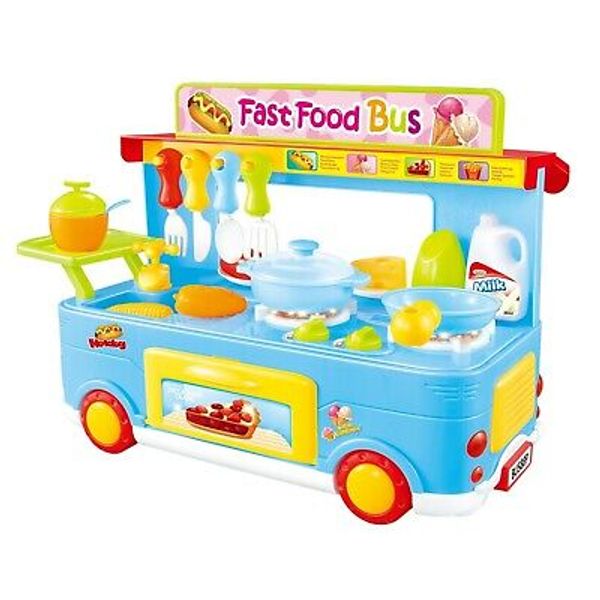 Fast Food Bus Kitchen Play Set Toy 29 Pcs Pink