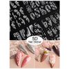 EBANKU 8 Sheets 5D Flower Nail Stickers, Rose White Embossed Sliders Wedding Nail Art Design Acrylic Engraved Flower Decal Manicure Decor 5D Self-Adhesive Nail Foil Sticker Decor
