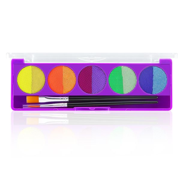 Apooliy 10 Farben Gesichtsfarbe Palette, UV Schwarzlicht leuchten Neon fluoreszierende Körper Malerei Palette für Halloween Party