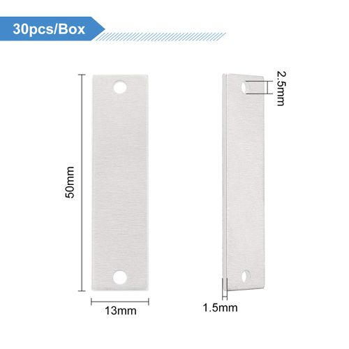 BENECREAT Pack of 30 Aluminium Stamping Blank Tag Rectangle Left with 2 Holes and Storage Box for Necklace Bracelet Dog Tags Making