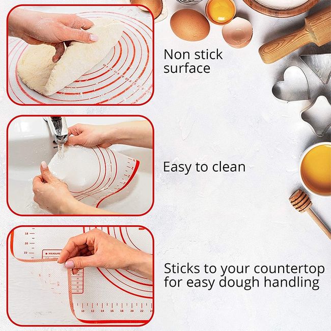 Silicone Pastry Mat with Measurements 14.5 X 24, Non Stick Baking Mat  Oven Liner Counter Mat Dough Rolling Mat Kneading Mat - AliExpress