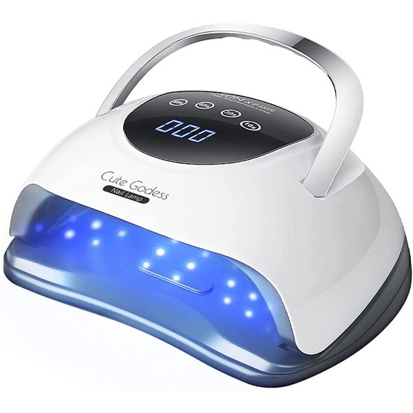 LED & UV Nail Dryer, 220 W, 57 LEDs, UV Light, For Resin, Curing Light, Gel Nail Light, High Power, Fast Curing, Low Heat Mode, Auto Sensing Sensor, 4 Timer Settings, For Hands and Feet, Japanese Instruction Manual Included (English Language Not Guarantee