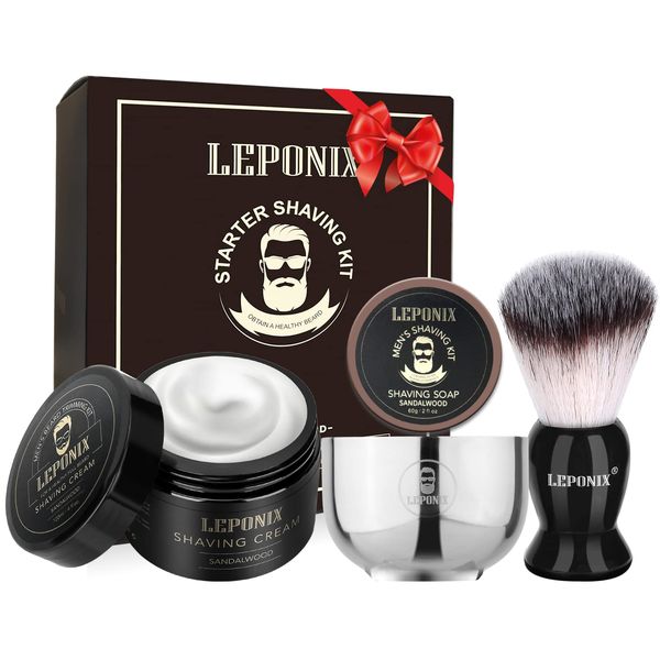 Shaving Kit, Include Shaving Soap, Shaving Brush, Shaving Cream, Shaving Bowl Mens Shaving Kit Aftershave Gift Set for Men Him Husband Boyfriend