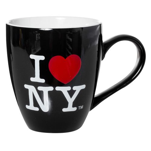 Artisan Owl Officially Licensed I Love New York 4.5" Tall 16oz Ceramic Bistro Coffee Mug (Black)