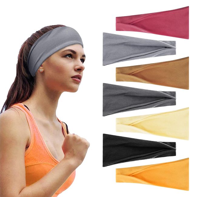 7 Stück Sport-Stirnbänder Für Damen, Dünne Haarbänder Für Damen, Sommer-Stirnbänder Für Damen, Fitness-Yoga-Haar-Accessoires, Elastische Haarbänder