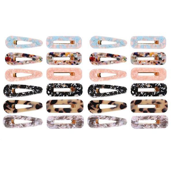 24 Pack Set Resin Hair Clips Fashion Geometric Hair Barrettes Acrylic Alligator Hair Pins Hair Accessories For Women Girls