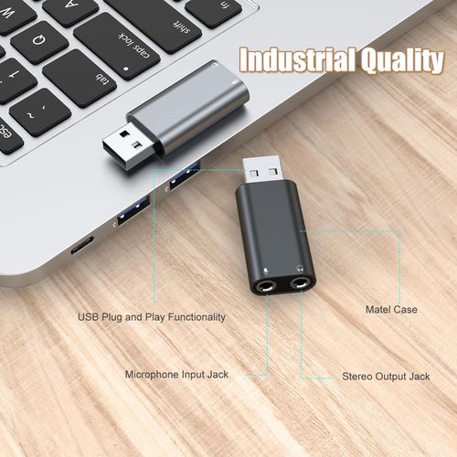 pastall Upgraded USB to 3.5mm Jack Audio Adapter, External Stereo Sound Card, PS4/PS5/Headphone/Mac/Linux/Laptop/Desktops/Docking Station Compatible