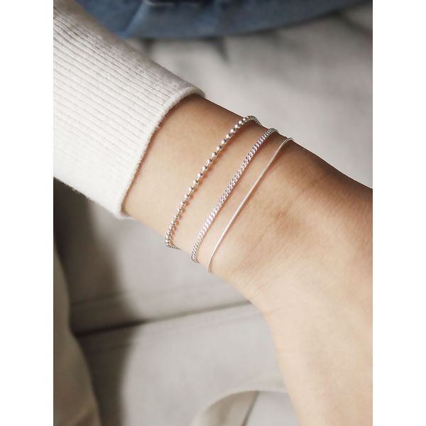 Silver, Pure Silver) Simple Daily Layered Silver Bracelet 3 Types