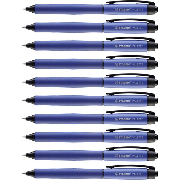 Retractable Rollerball Pen - STABILO PALETTE - Pack of 10 - Blue