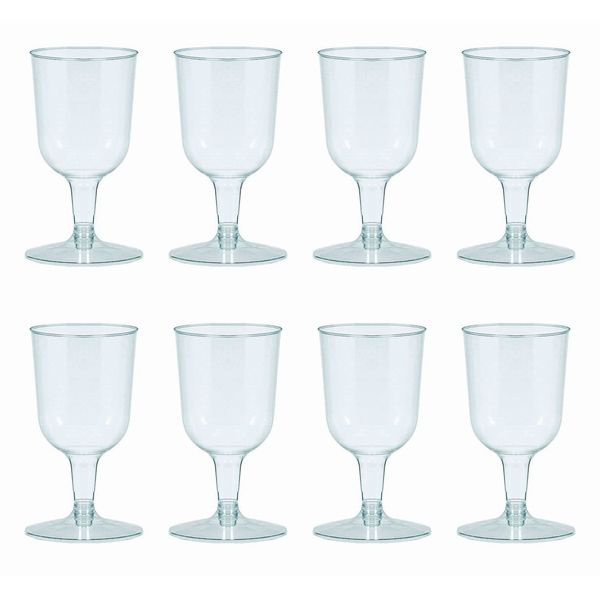 CYM Disposable Wine Glasses Plastic Stackable Wine Cups 8 Count WC-8