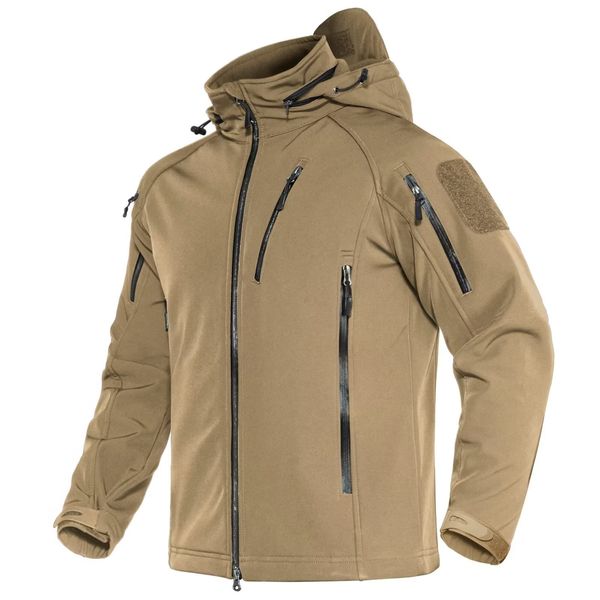 MAGCOMSEN Ski Jacket Men Winter Jackets for Men Hoodie Warm Jacket Winter Coats Outwear Mens Tactical Jacket Army Jacket Soft Shell Jacket Fleece Men Khaki