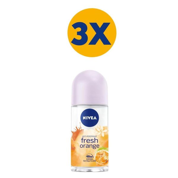 Kadın Roll-on Deodorant Fresh Orange 50ml, 48 Saat Anti-perspirant Koruma, Portakal Kokusu, X3 Adet