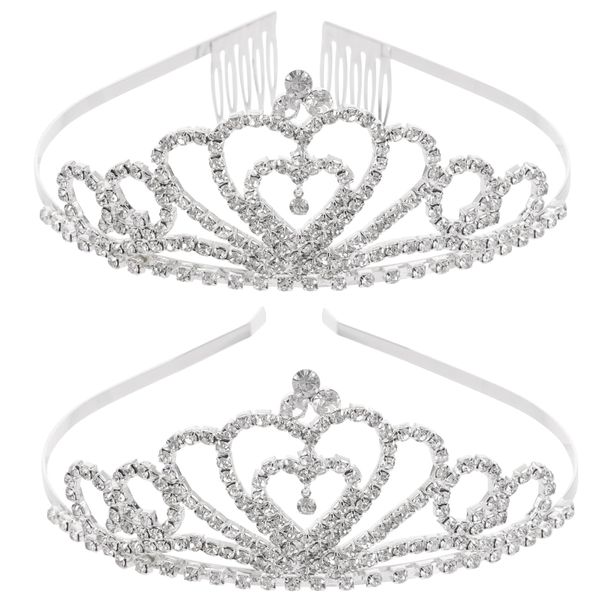 Rhinestone Crystal Tiara Crown Wedding Bridal Prom Birthday Pegeant Prinecess Tiara Headband (2 Pack)