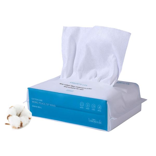 Disposable Face Towel, Dry and Wet Use Cleaning Skincare Facial Cotton Tissue, Extra Thick Soft Dry Wipes for Sensitive Skin, Baby Care, Make-up Removing