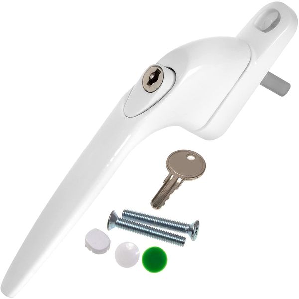 UPVC Universal Espag Window Handle - Key Locking For Double Glazing - White