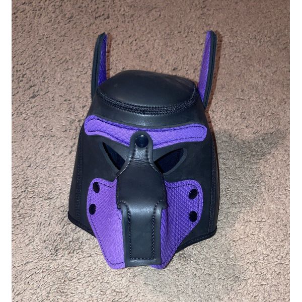 Neoprene Purple Puppy Hood S/M Pup Role Play Dog Mask Bondage Cosplay Unisex