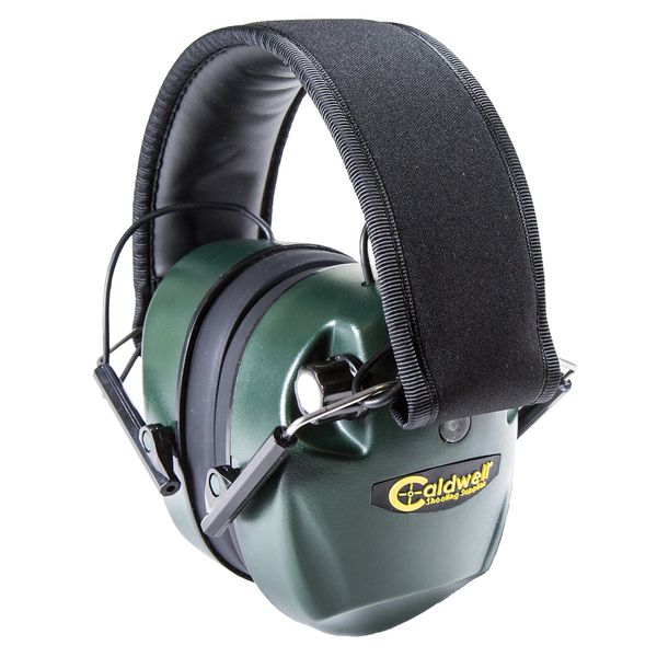 Caldwell E-MAX - ADULT Green - Electronic 21 NRR Hearing Protection with Sound Amplification - Adjustable Earmuffs for Shooting, Hunting and Range