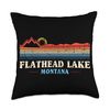 Flathead Lake Montana Vintage Retro Sunset Throw Pillow