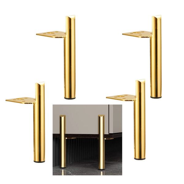 ALXEH 6 Inch Furniture Legs Gold Coffee Table Feet, Mid-Century Metal Furniture Leg for Sofa Cabinet Ottoman, Set of 4 Side Mounted Style Furniture DIY Replacement Feet