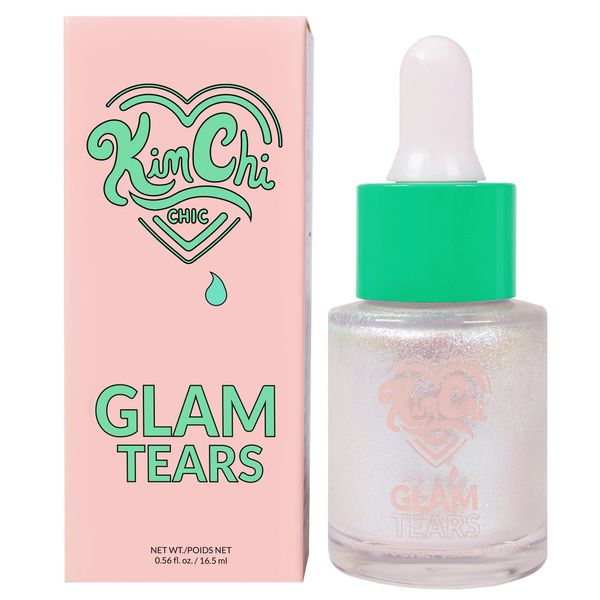 KimChi Chic Beauty Glam Tears Liquid Highlighter, Cheek Shimmer and Body Glitter, Sun-Kissed Glow, Pearlescent Finish, Vegan Makeup, Opal Highlighter, 0.56 fl oz