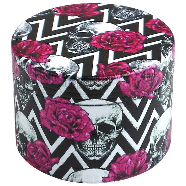 LIHAO 2 inch Grinder 4 Layer Zinc Alloy Spice Grinder - Rose, Skull & Wavy Pattern