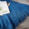 BOURINA Textured Solid Soft Sofa Throw Couch Cover Knitted Decorative Blanket,Royal Blue, 152x203cm
