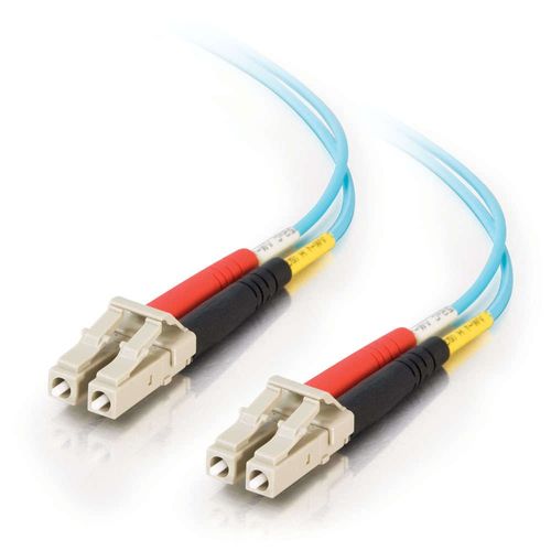 Legrand - C2G Fiber Optic Ethernet Cable, Aqua 10Gb 50/125 LC-LC Duplex Multimode Fiber Patch Cable, 1 Meter (3.3 Foot) PVC Coated Fiber Optic Ethernet, 1 Count, C2G 33045