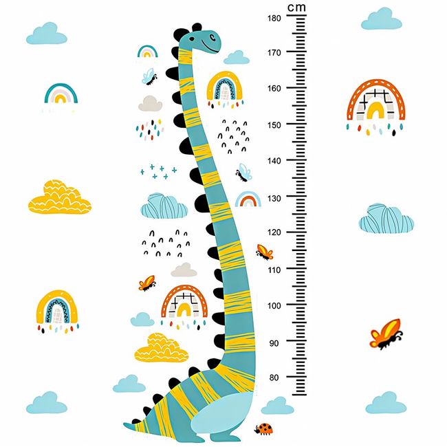 CREATCABIN Dinosaur Growth Chart Wall Sticker Height Measurement Chart Decals Ruler Hanging Removable Cartoon Wall Rulers for Home Living Room Bedroom Decoration Nursery Wallpaper Decor 80 to 180cm