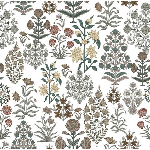 COKCOKR Floral Peel and Stick Wallpaper, 17.71" x 118.1" White Self Adhesive Removable Leaf Contact Paper, Waterproof Decorative Vinyl for Bedroom Living Room