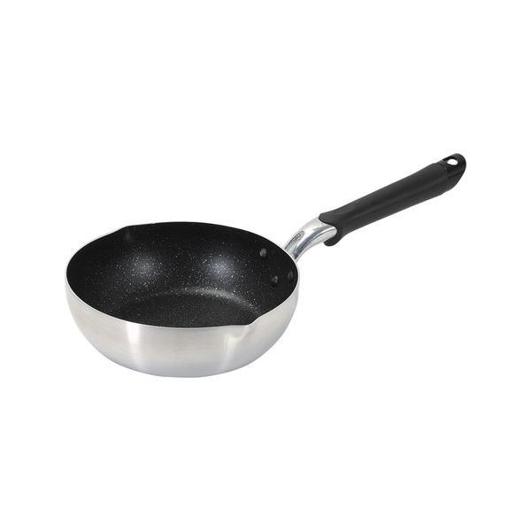 Pearl Metal HC-202 Extra Deep Frying Pan, 8.7 inches (22 cm), Double Mouth, Induction Compatible, 500,000 Times of Abrasion Test, Clear, Metal Spatula, Marble Diamond Coating