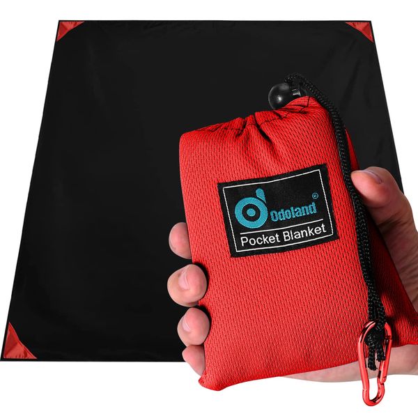 Odoland Hiking Blanket 180 x 160 cm Pocket Blanket Waterproof Heatproof Sandproof Thin Ground Sheet - Lightweight Foldable Beach Mat for Outdoor Camping, Travel, Hiking, Picnic for 2-4 People