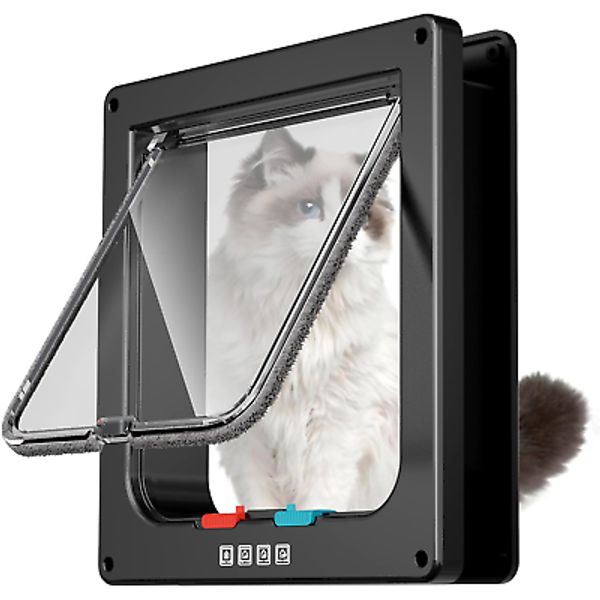 FAREVER Medium Cat Door Interior Door Pet Door for Cat Exterior Door 4 Modes Loc