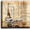 RETRO PARIS EIFFEL TOWER AD DOUBLE GFCI LIGHT SWITCH WALL PLATE COVER HOME DECOR