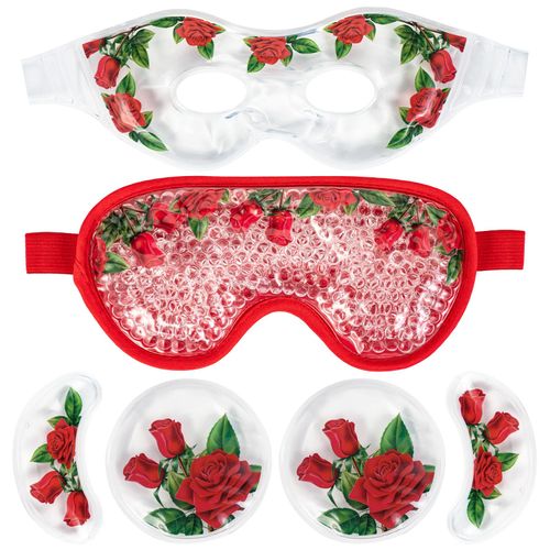 Cooling Gel Eye Mask Set - Ice Face Mask with Eye Holes and Plush Backing, Cold Hot Eye Compress and Reusable Cooling Pads for Eyes Puffiness, Migraine Headache, Dark Circles, Dry Eyes (4 PCS)