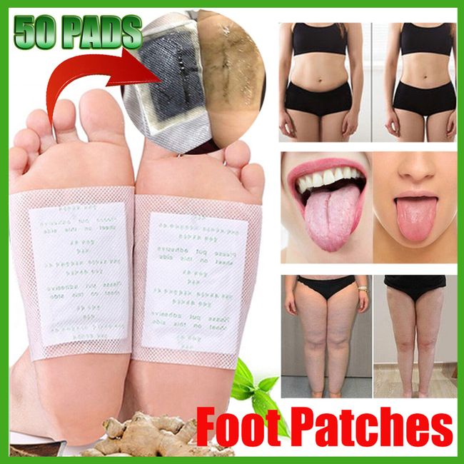 50 PAD Detox Foot Patches Pads Lymphatic Drainage Ginger Body Toxins Cleansing ~