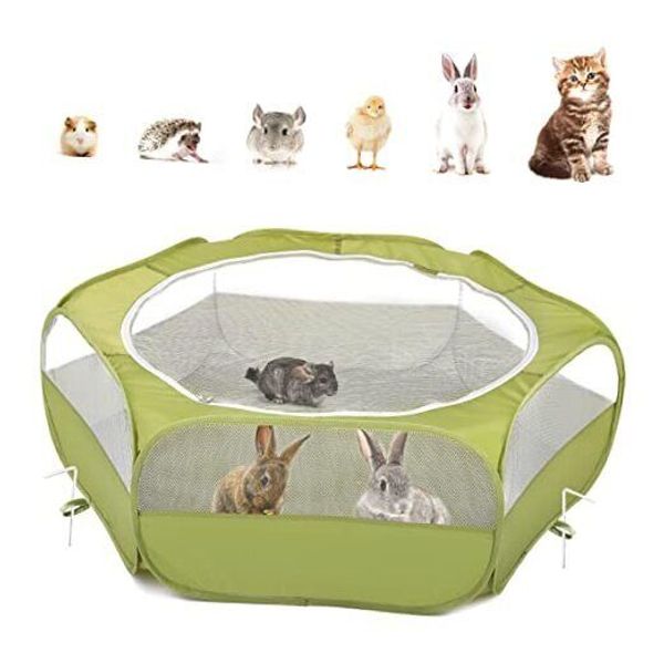 Small Animals Playpen, Waterproof Small Pet Cage Tent with Zippered A-Green