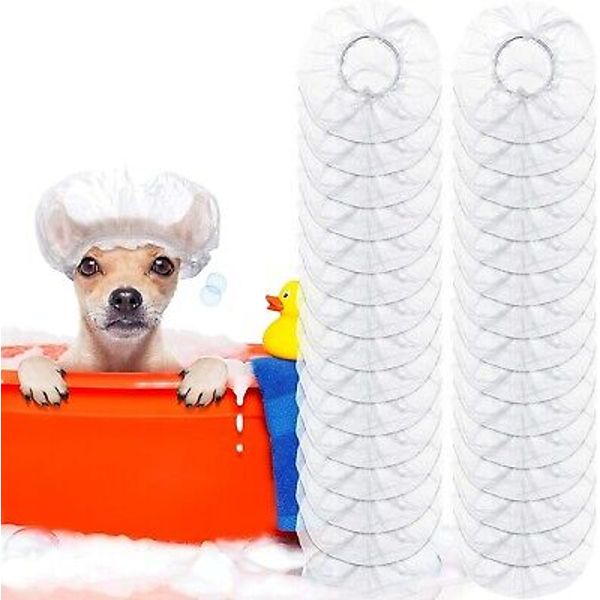 200 Pieces Dog Shower Cap Dog Ear Covers for Bathing Disposable Pet Shower Ca...