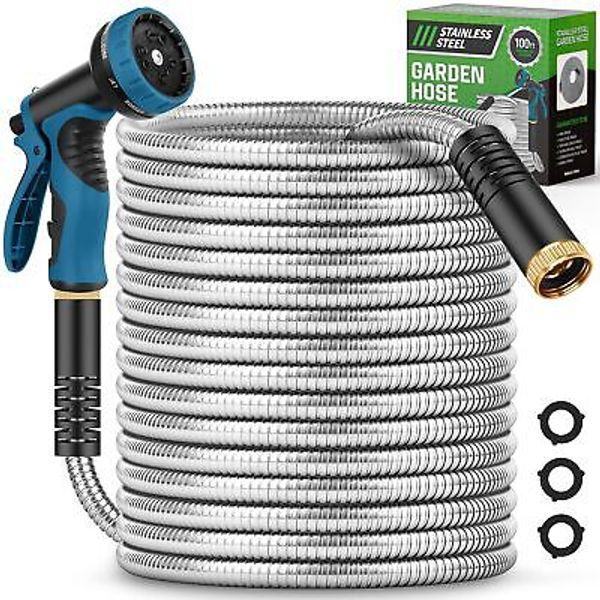 Garden Hose 100ft Water Hose With 10 Function Nozzle Garden Hose Metal With Leak