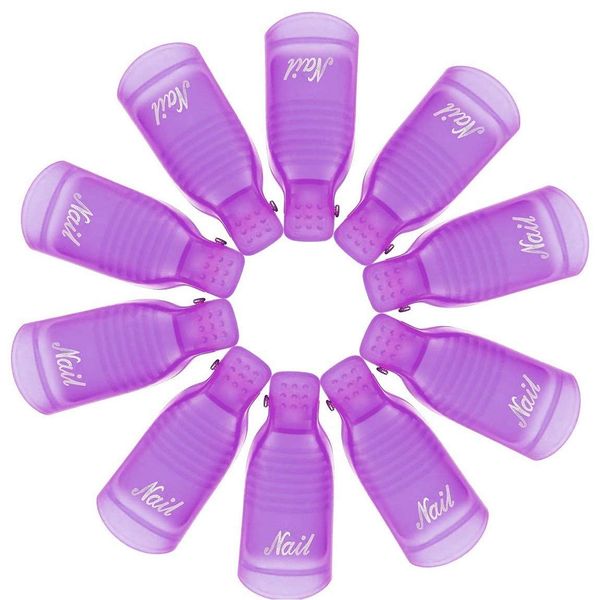 VOARGE Soak Away Nail Clips Remover Wrap Nail Tool Nail Polish UV Gel Polish Remover Clip Purple 10pcs