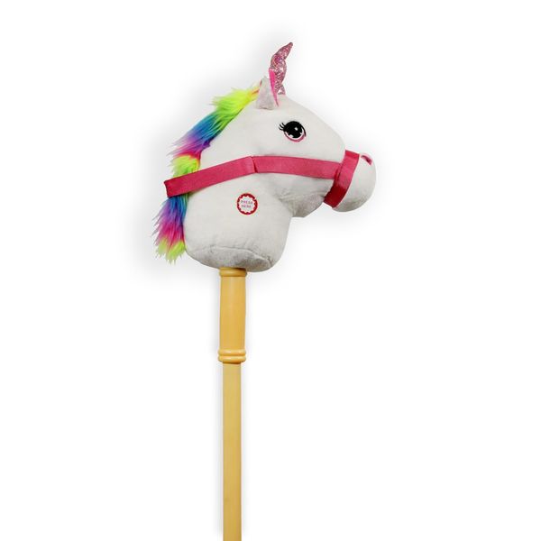 PonyLand: White Unicorn Stick Horse, Sound Effects That Make The Unicorn Come to Life, Sturdy 2 Piece Stick That Screws Together, for Ages 3 and up