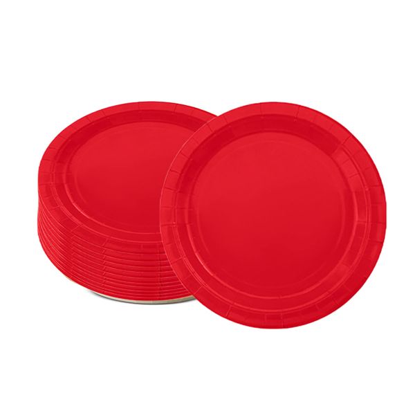 16PCS Classy Ruby Red Paper Plates 18cm,Disposable Paper Plates 7 inch Solid Color Paper Round Dinner Plates Tableware Party Plates for Birthday,BBQs,Christmas,Picnic,Kids Shower Party Plates Supplies