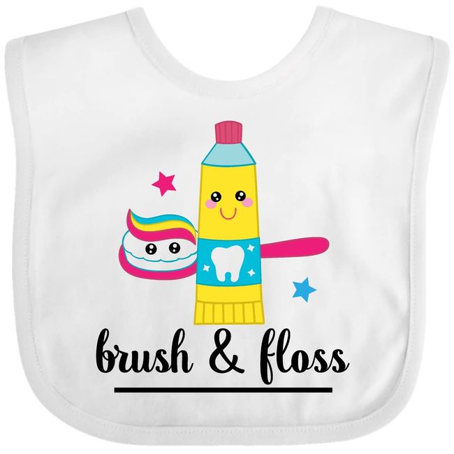 inktastic Brush and Floss Dentist Dental Hygienist Baby Bib White 3fb09