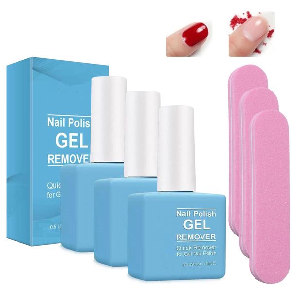 LFCFBH 3PCS 15ML Gel Nail Polish Remover, Gel Polish Remover, Easily & Quickly Remove Soak Off Gel Polish in 3-5 Minutes