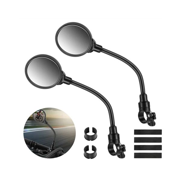 harukita Bicycle Rearview Mirror, Cycle Rearview Mirror, Rear View Mirror, Handlebar Mirror, Convex Mirror, Adjustable Flexible, Barend Mirror, Left and Right Use, Wide Viewing Angle (Pack of 2)