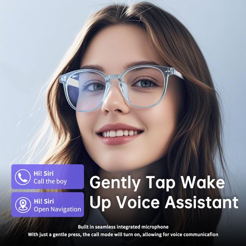Tulbeys Smart Glasses for Women Men, Bluetooth Glasses with Photochromic Lenses Touch Control Voice Assistant for Clear Audio, Remote Photo, Brown Frame and Black Legs, Perfect for Indoor Outdoor