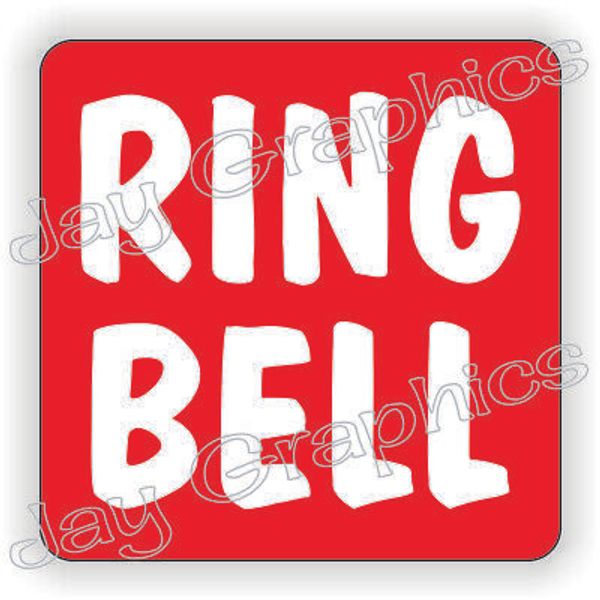 RING BELL Square Vinyl Sticker | Decal Label Doorbell Security Sign 2x2 inch Red