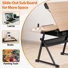 Adjustable Height Drafting Drawing Table Tiltable Tabletop Edge Stopper Natural