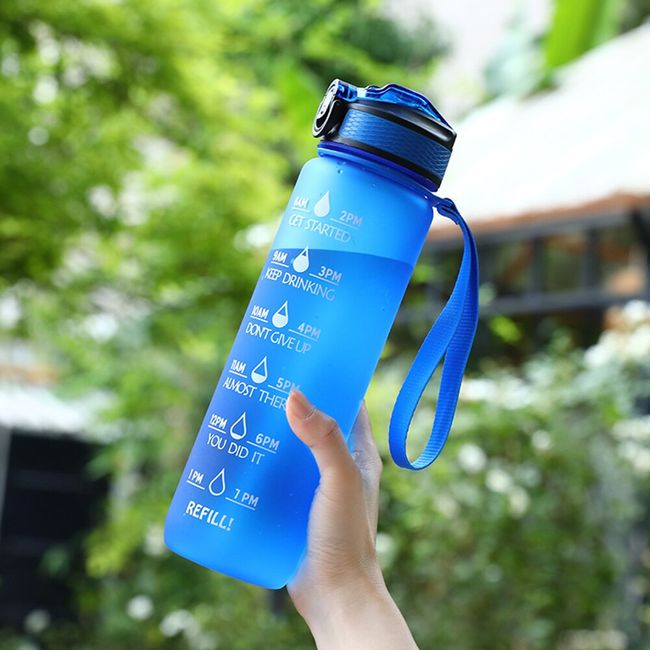 1000ml Water Bottle With Time Marker - 1l Water Bottles With Straw, Air Up Water  Bottle Leakproof & Bpa Free Sports Water Bottle With Carry Strap For