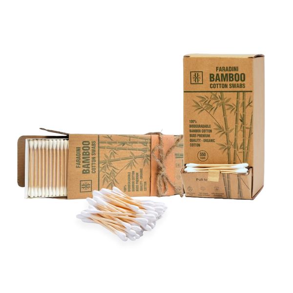 Bamboo Cotton Swabs -550 Count- Cotton Swabs for ears, Front Window for easy access,100% Eco-Friendly Cotton buds & Recyclable Packaging. Ideal for Makeup, Beauty, Arts & Crafts.